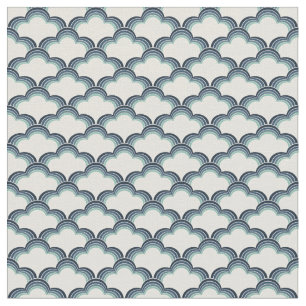 Tissu Modèle de vagues de style rétro bleu