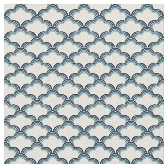 Tissu Modèle de vagues de style rétro bleu (Fermer)