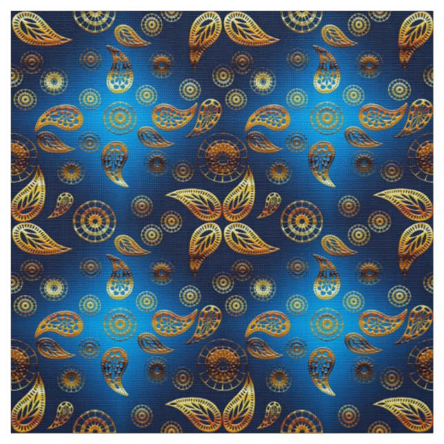 Tissu Modèle d'or ethnique de Paisley (Échantillon)