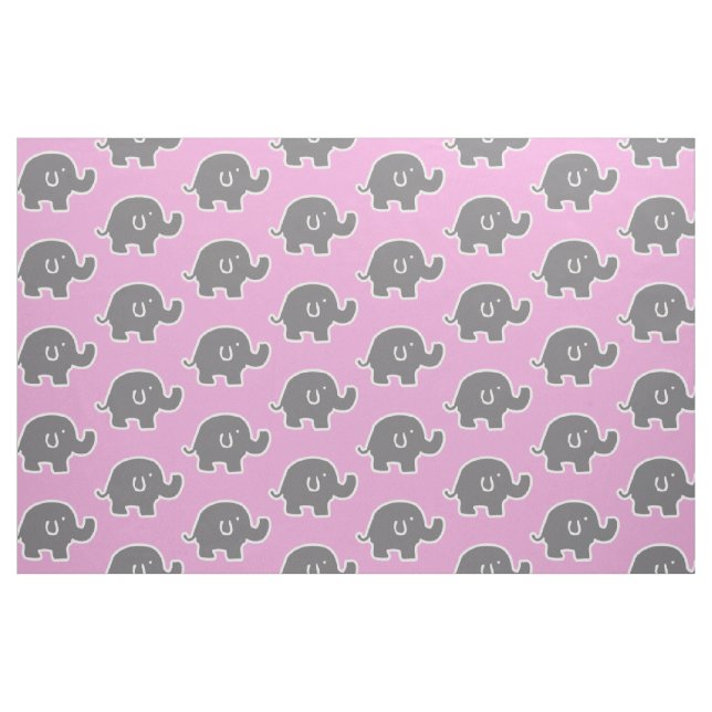 Tissu Modèle Eléphants Rose Et Gris (Fat Quarter)