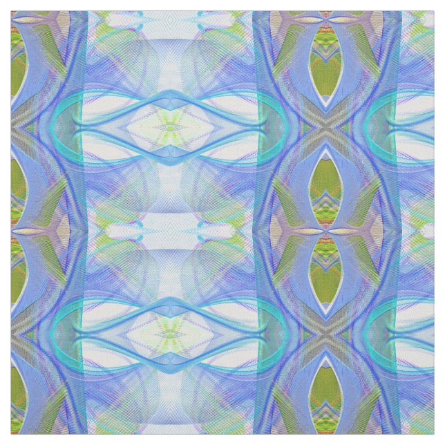 Tissu modèle ethnique bleu de fractale (Échantillon)