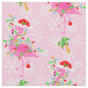 Tissu Modèle Flamingo rose de Noël