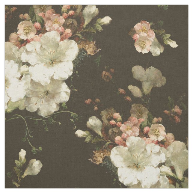 Tissu Modèle floral à crème vintage (Échantillon)