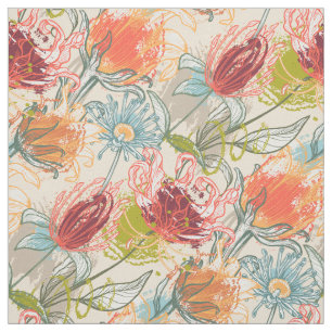 Tissu Modèle Floral Abstrait Africain multicolore