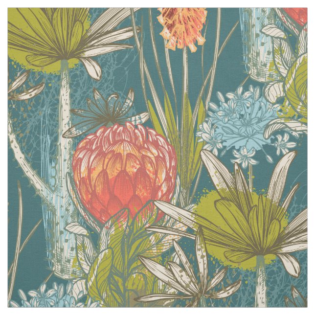 Tissu Modèle Floral Abstrait Africain multicolore (Échantillon)