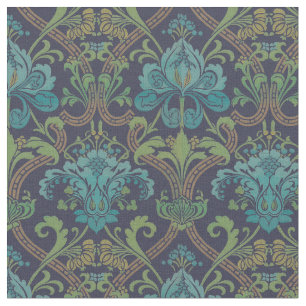 Tissu Modèle floral bleu vintage des années 1800