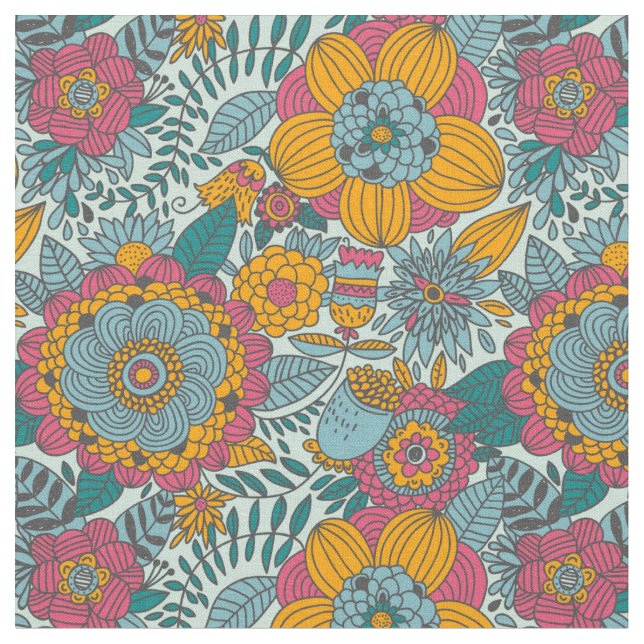 Tissu Modèle floral coloré (Fermer)
