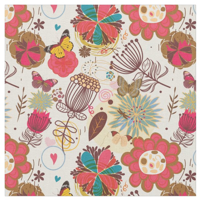 Tissu Modèle floral dans style rétro 4 (Fermer)