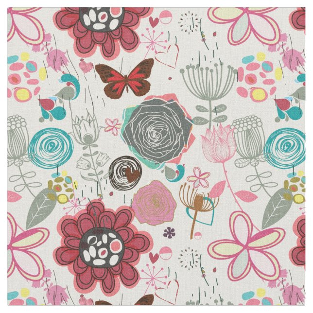 Tissu Modèle floral dans style rétro 5 (Fermer)