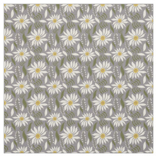 Tissu Modèle floral de lavande de marguerite blanche