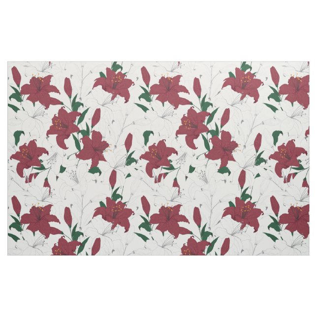 Tissu Modèle Floral de vacances rouges (Fat Quarter)