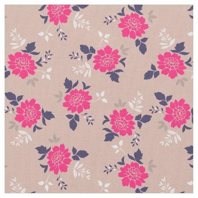 Tissu Modèle floral romantique rose chaud (Fermer)