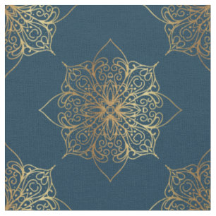 Tissu Modèle Mandala Damask Or