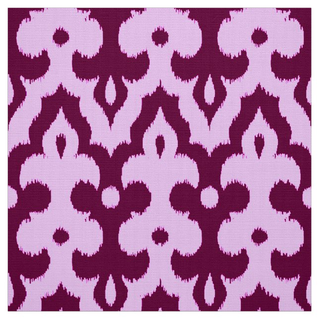 Tissu Modèle marocain Ikat Damask, prune et orchidée (Échantillon)