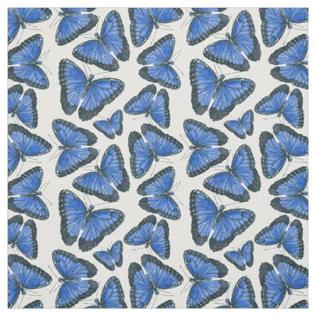 Tissu Modèle motif de papillon bleu morpho (Échantillon)