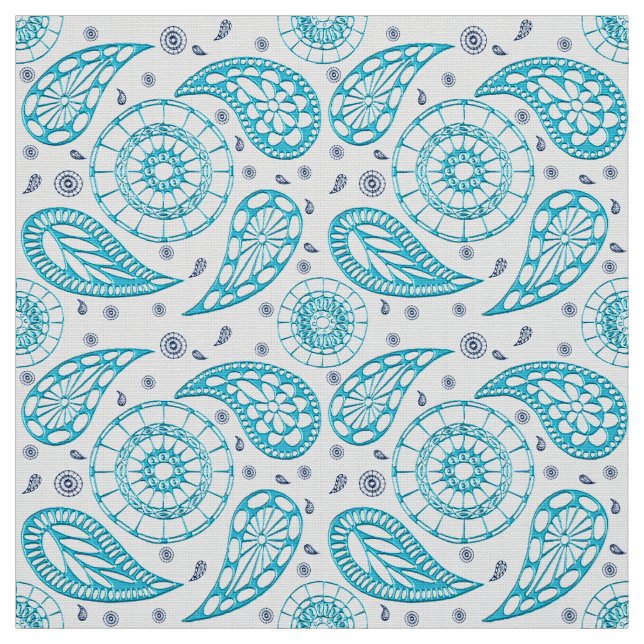 Tissu Modèle sans couture bleu de Paisley (Échantillon)