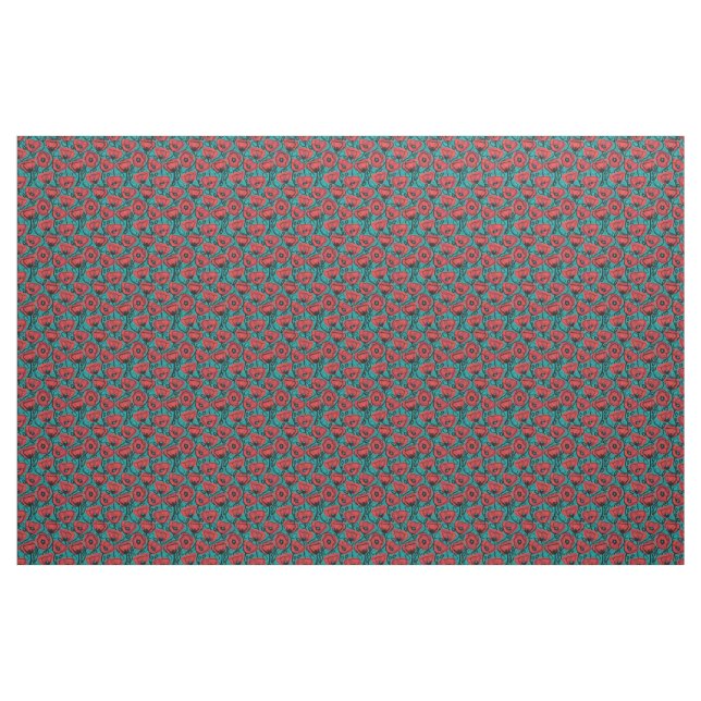 Tissu Modern Abstract Red Poppy Floral Pattern (Fat Quarter)