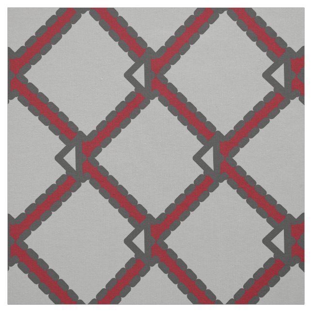 Tissu moderne Art déco noir, gris et rouge (Échantillon)