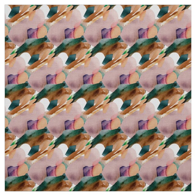 Tissu Moderne Chic Abstrait Terracotta Turquoise et Brow (Échantillon)
