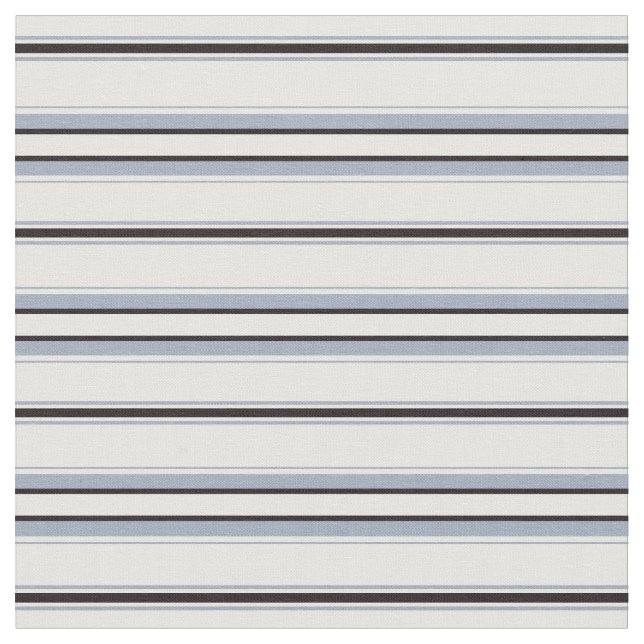 Tissu moderne chic noir, bleu et blanc rayé (Fermer)