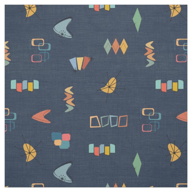 Tissu Moderne de milieu de siècle Bleu marine texturé (Échantillon)