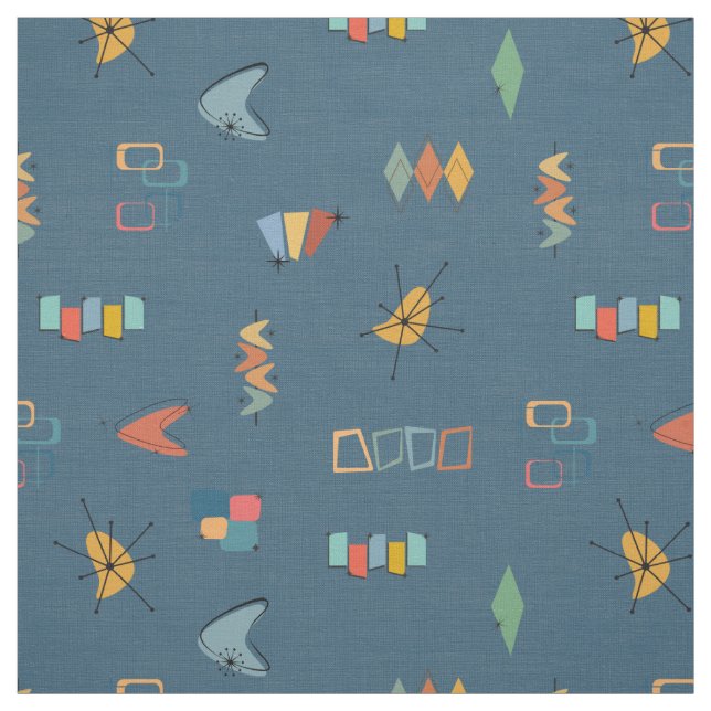 Tissu Moderne de milieu de siècle Texturé Bleu foncé (Échantillon)