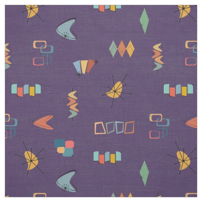 Tissu Moderne de milieu de siècle Texturé Violet foncé (Échantillon)