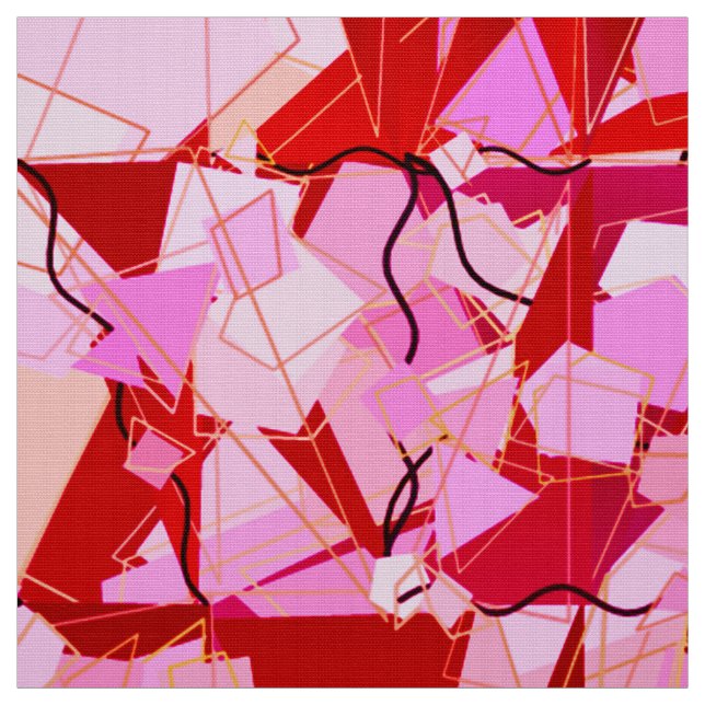 Tissu Moderne du milieu du siècle Abstrait, rouge foncé  (Échantillon)