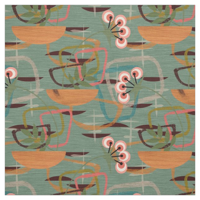 Tissu Moderne du milieu du siècle | Cinquante Fleurs Sty (Échantillon)