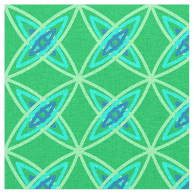 Tissu Moderne du milieu du siècle imprimé atomique - Ver (Fermer)