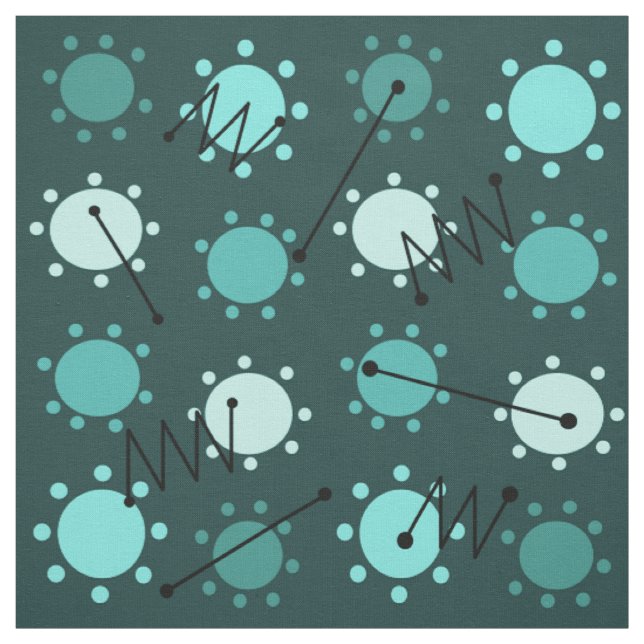 Tissu Moderne du Milieu du Siècle Teal Ensoleillé (Échantillon)