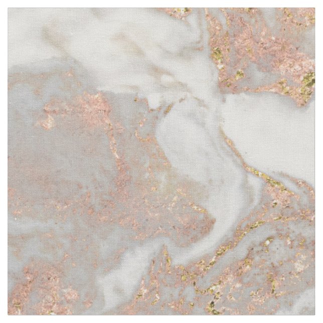 Tissu Moderne Faux Rose Gold Marble Swirl Chic (Fermer)