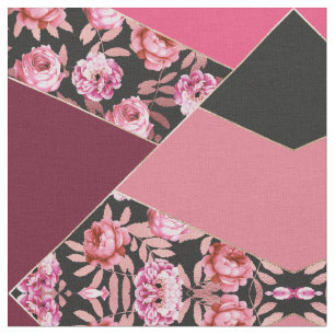 Tissu Moderne Girl Or rose noir Floral Géométrique