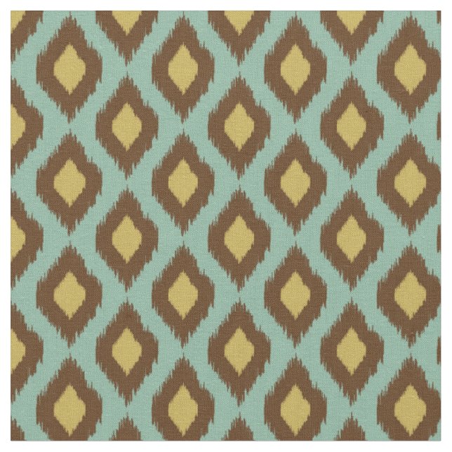 Tissu Moderne jaune bleu d'ikat tribal moderne (Fermer)
