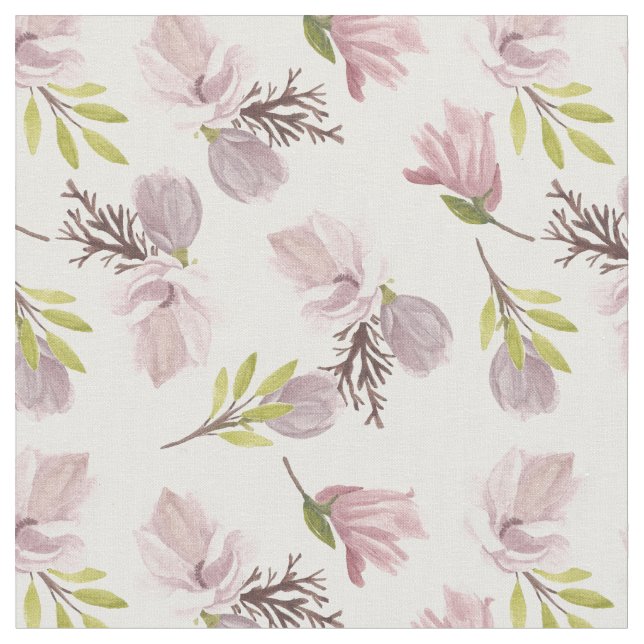 Tissu Moderne joli aquarelle motif floral rose blanc (Fermer)