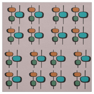 Tissu Moderne milieu du siècle motif rose bleu vert oran