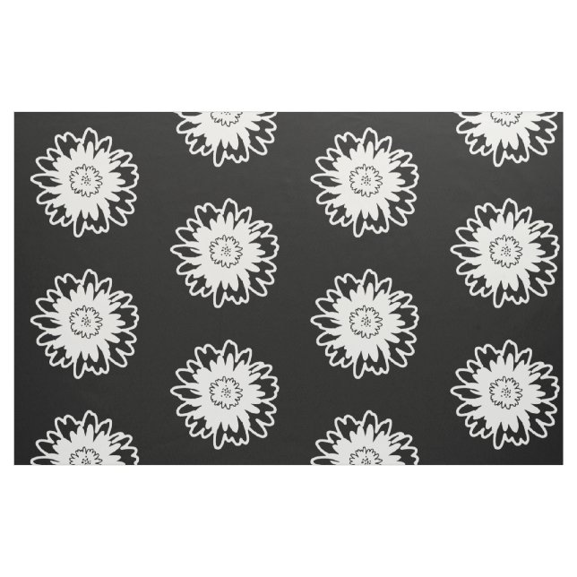 Tissu moderne noir et blanc de fleur (Fat Quarter)