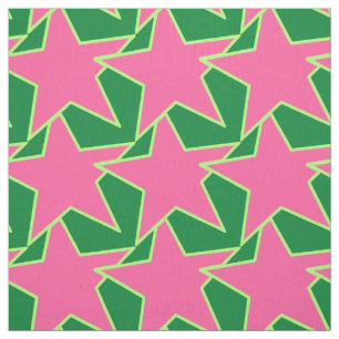 Tissu Moderne Star Géométrique - pastèque rose et ver