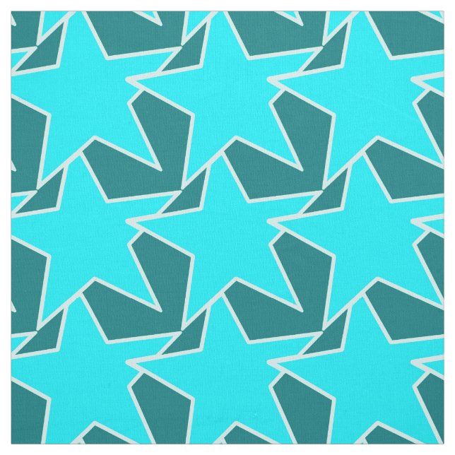Tissu Moderne Star Géométrique - turquoise et turquoise (Échantillon)