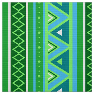 Tissu Moderne Sud-Ouest Géométrique, Vert et Aqua
