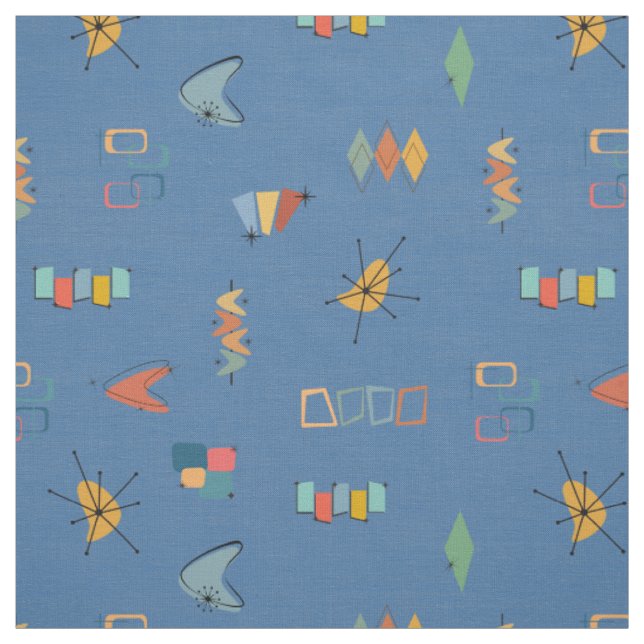 Tissu Moderne Texturé Bleu du Milieu du Siècle (Échantillon)