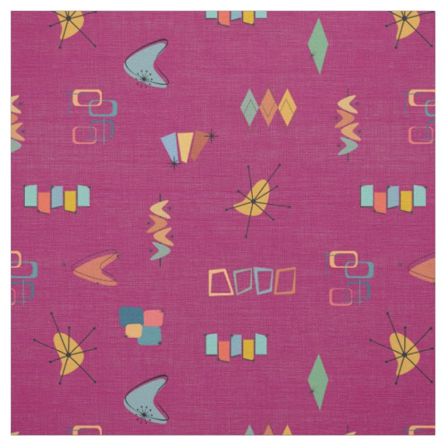 Tissu Moderne Texturé Rose Foncé du Milieu du Siècle (Échantillon)