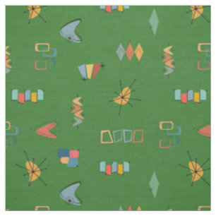 Tissu Moderne Texturé Vert du Milieu du Siècle