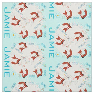 Tissu Moderne Turquoise Personnalisé Fox Motif
