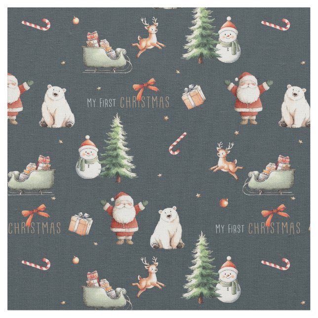 Tissu Mon premier cadeau de Noël Santa (Fermer)