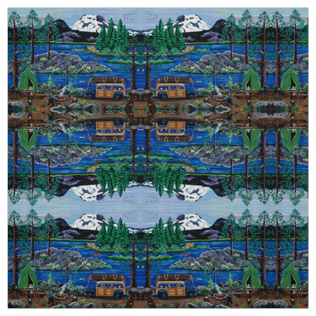 Tissu Mon "Vieux" Camping Woody (Échantillon)