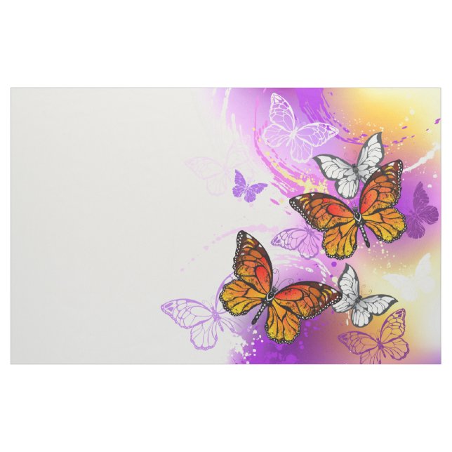 Tissu Monarch Butterflies on Purple Background (Yard)