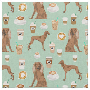 Tissu Monnaie d'amoureux du café de chien saluki