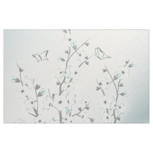 Tissu Monnaie de fleurs de cerisier blanc