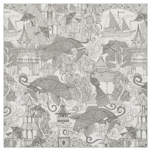 Tissu mono toile de chinoiserie